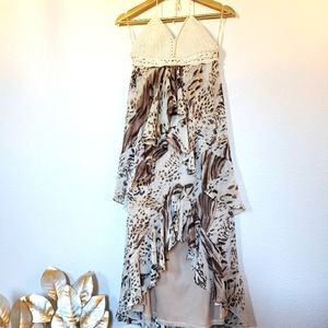 Grass Collection Summer leopard print halter dress